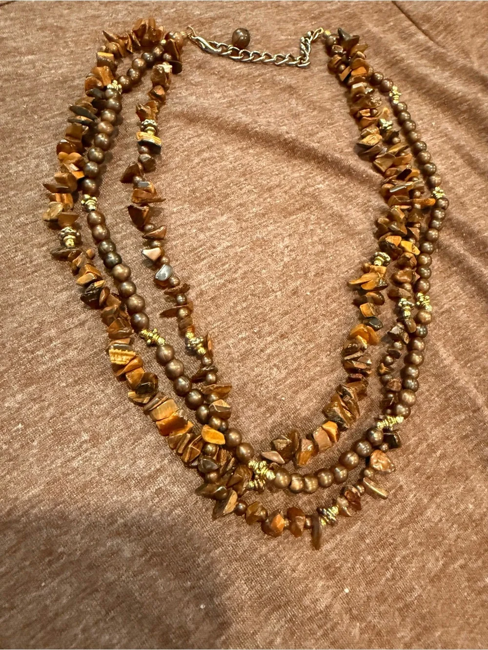 Brown Multi-Strand Tiger Eye Necklace
